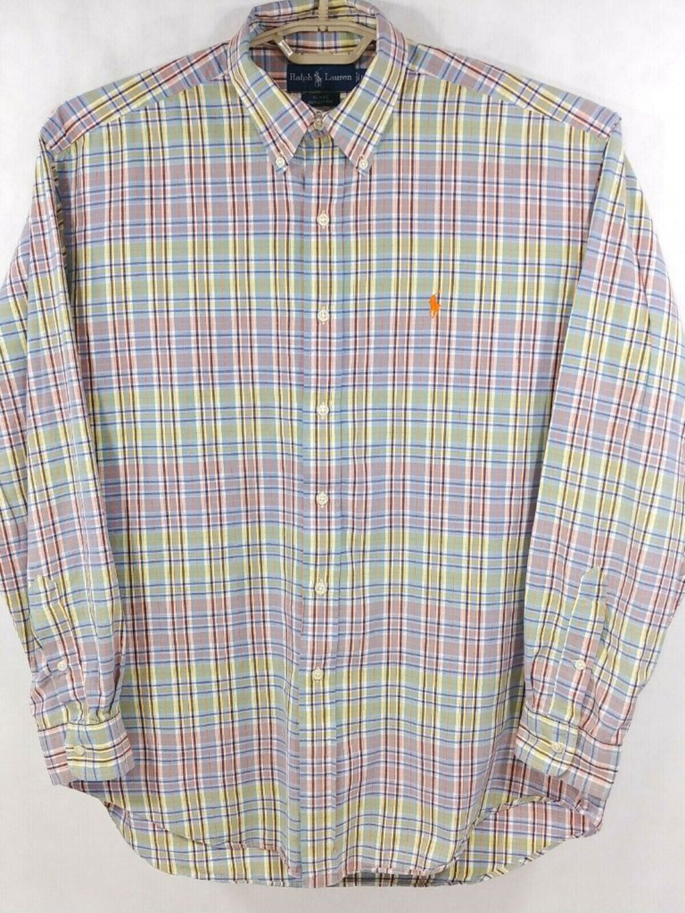 Ralph Lauren Blake Multi-Color Plaid Long Sleeve Button Down Pony Shirt Mens L